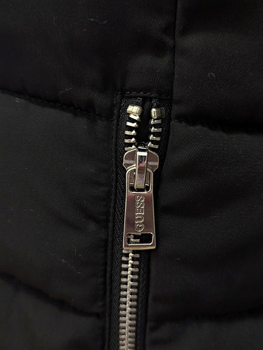 NWOT GUESS Women's Black Faux-Fur-Lined Hooded Puffer Coat Size S (MSRP $320)