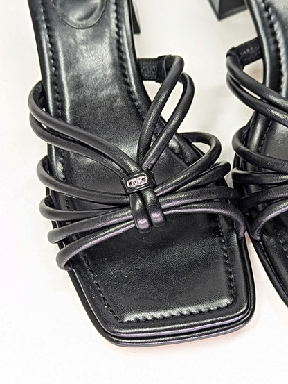 Michael Kors Women's Astra Black Leather Strappy Sandals Size 8.5 (MSRP $145)