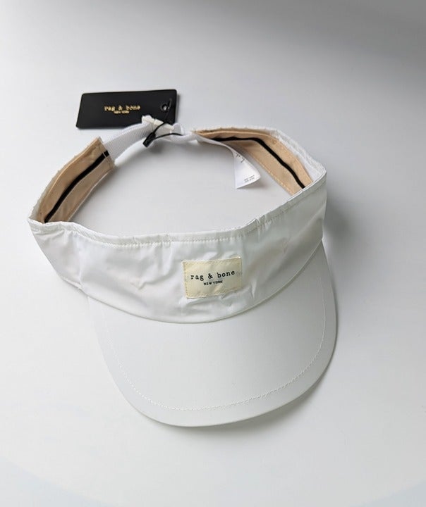 Rag & Bone Women's Addison Visor Polyester Hat Antique White (MSRP $85)