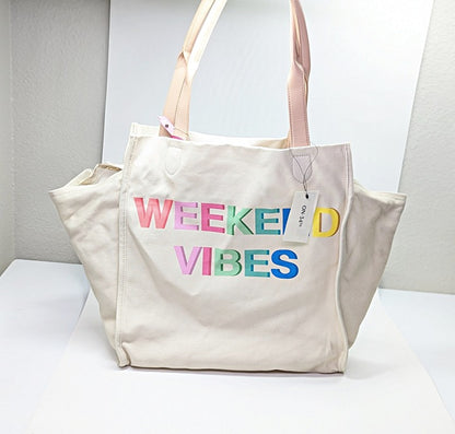 On 34th Cynthiah Extra Large Canvas Shoulder Tote Bag Weekend Vibe (MSRP $90)