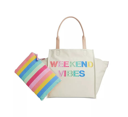 On 34th Cynthiah Extra Large Canvas Shoulder Tote Bag Weekend Vibe (MSRP $90)
