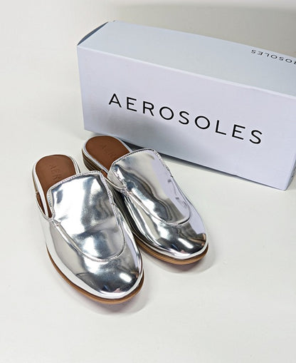 Aerosoles Wilda Women's Smooth Silver Metallic Slip On Shoes Size 8.5 (MSRP $99)