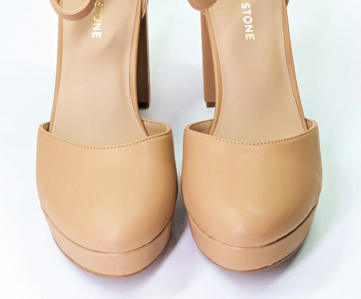 Sun + Stone Women's Birdey Nude Ankle Strap Platform Pumps Size 10 (MSRP $80)