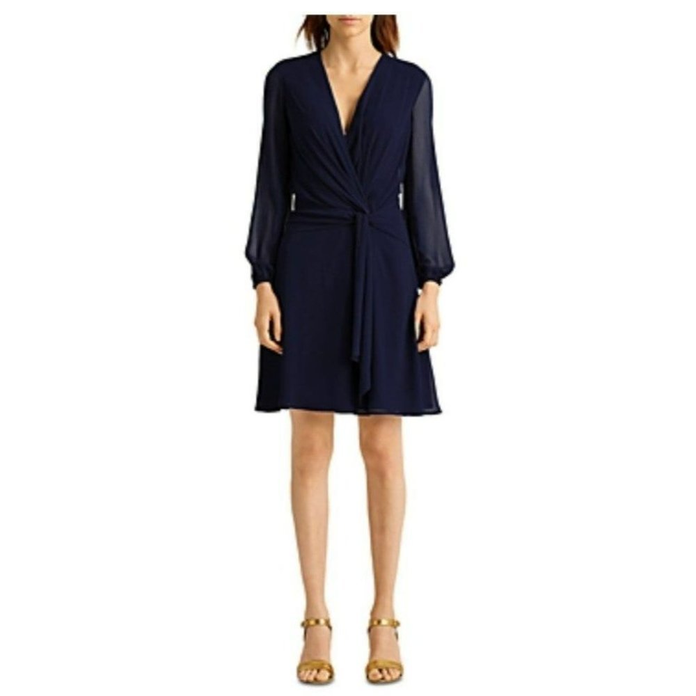 Lauren Ralph Lauren Women's Twist Front in navy Dress Size 6 (MSRP $145)