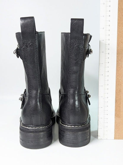 Rag & Bone Women's RB Moto Studded Pull On Boots Black Size 8.5 (MSRP $595)