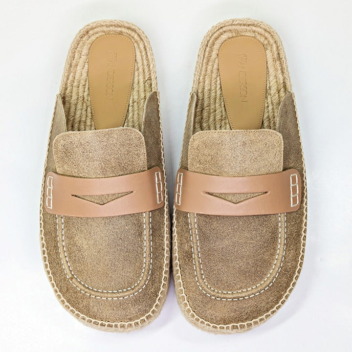 J.W. Anderson Men's Suede and Jute Espadrille Loafers Size 44 (MSRP $525)