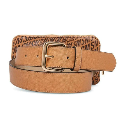 Steve Madden Women's Warped Logo-Print Faux Leather Belt Bag Size L (MSRP $54)