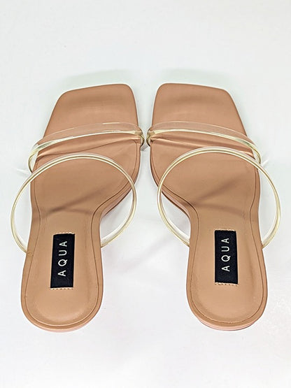 AQUA Women's Kyle High Heel Slide Clear Sandals Size 9.5 (MSRP $128)