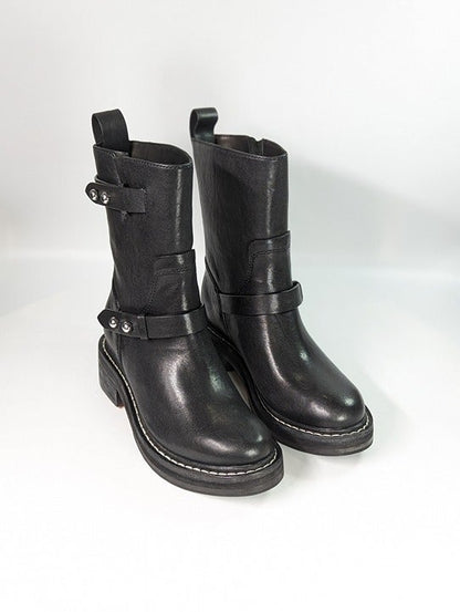 Rag & Bone Women's RB Moto Studded Pull On Boots Black Size 6 (MSRP $595)