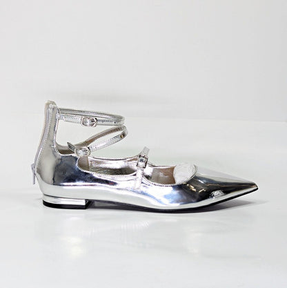 I.N.C. International Concepts Valan Silver Triple Straps Flats Size 9 MSRP $80