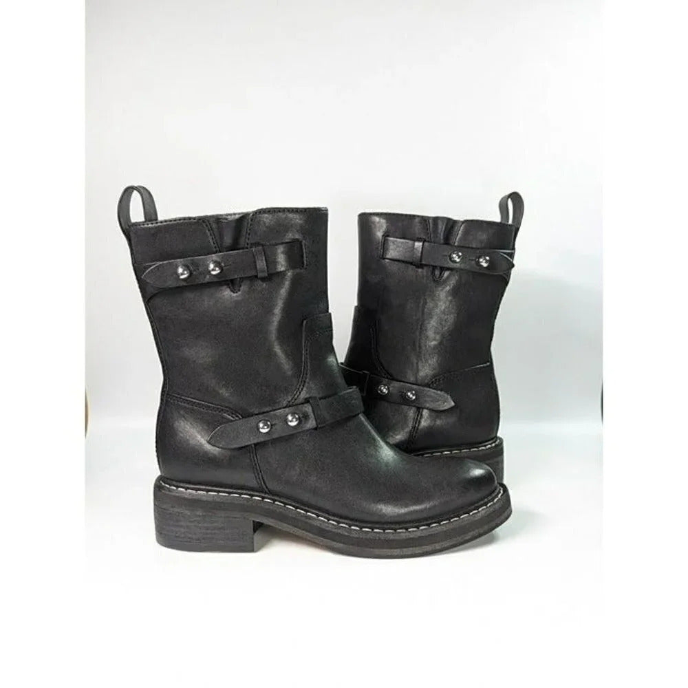 Rag & Bone Women's RB Moto Studded Pull On Boots Black Size 9 (MSRP $595)