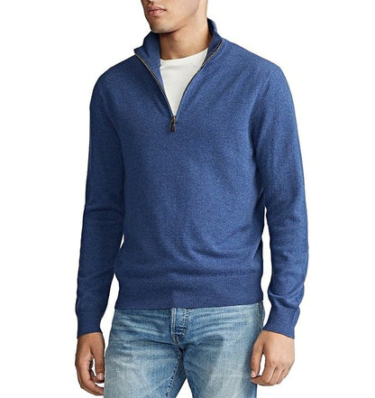 Polo Ralph Lauren Men's Blue Quarter Zip Mock Neck Sweater Size XL (MSRP $228)