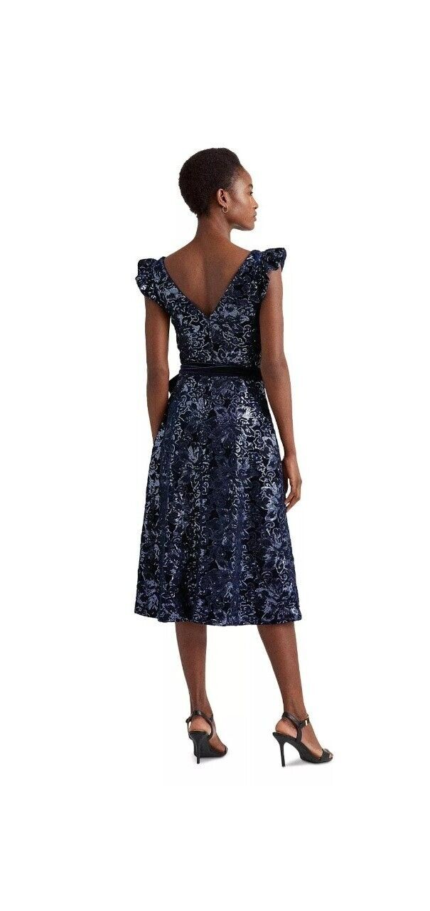 NWT Lauren Ralph Lauren Women's Sequined Velvet Cocktail Dress Size 12 MSRP $265