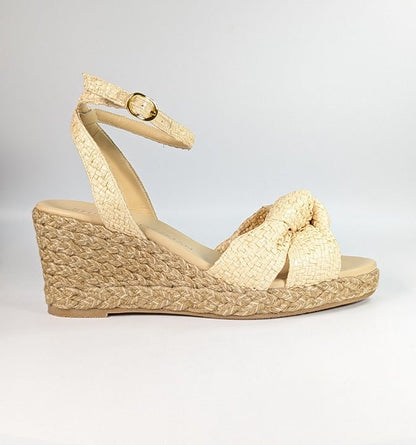 Stuart Weitzman Women's Playa Natural Espadrille Knot Wedge Size 10 (MSRP $395)