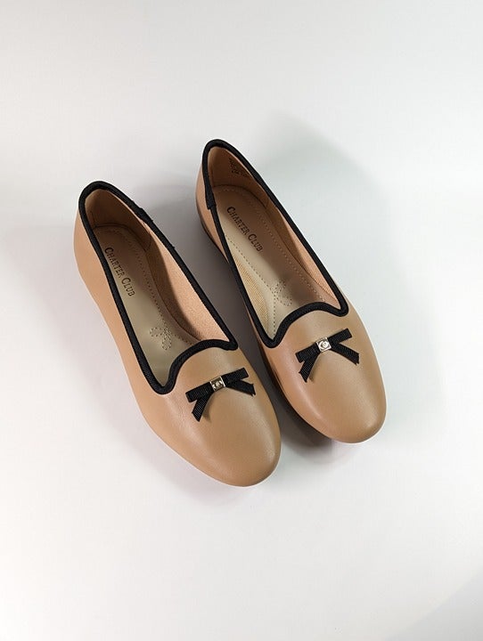 Charter Club Women's Kimii Deconstructed Loafers Nude/Black Size 9 M (MSRP $60)