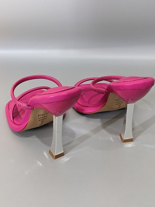 SCHUTZ Agatha Women's Leather Heel Sandals Hot Pink Color Size 6 M