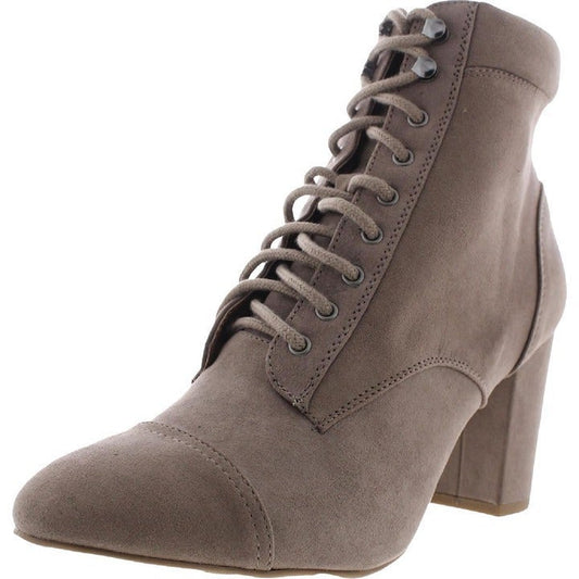 Madden Girl Women's Justinee Faux Suede Heels Combat & Lace-up Boots Size 5.5 M