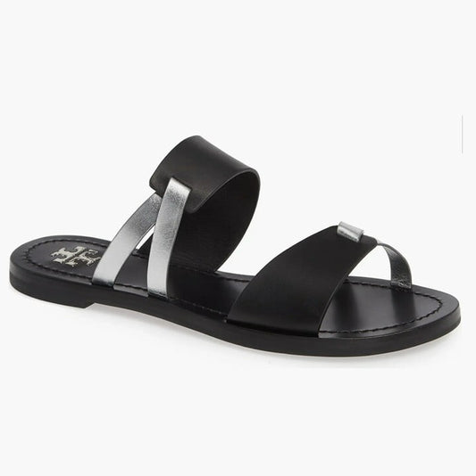 Tory Burch Women's RaVello Two-Band Sandal Perfect Black Size 6.5 MSRP $248