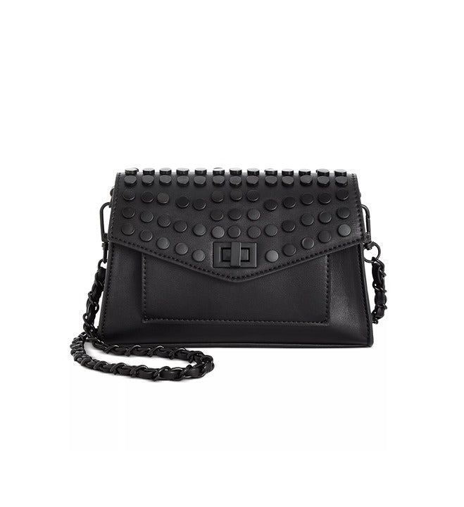 Steve Madden Baidan Battery Stud Flap Crossbody in Black (MSRP $93)