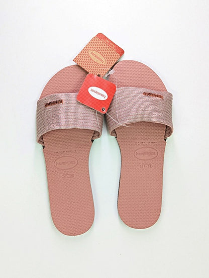 Havaianas You Malta Logo-Embellished Woven Rubber Sliders Size 37-38 (MSRP $50)