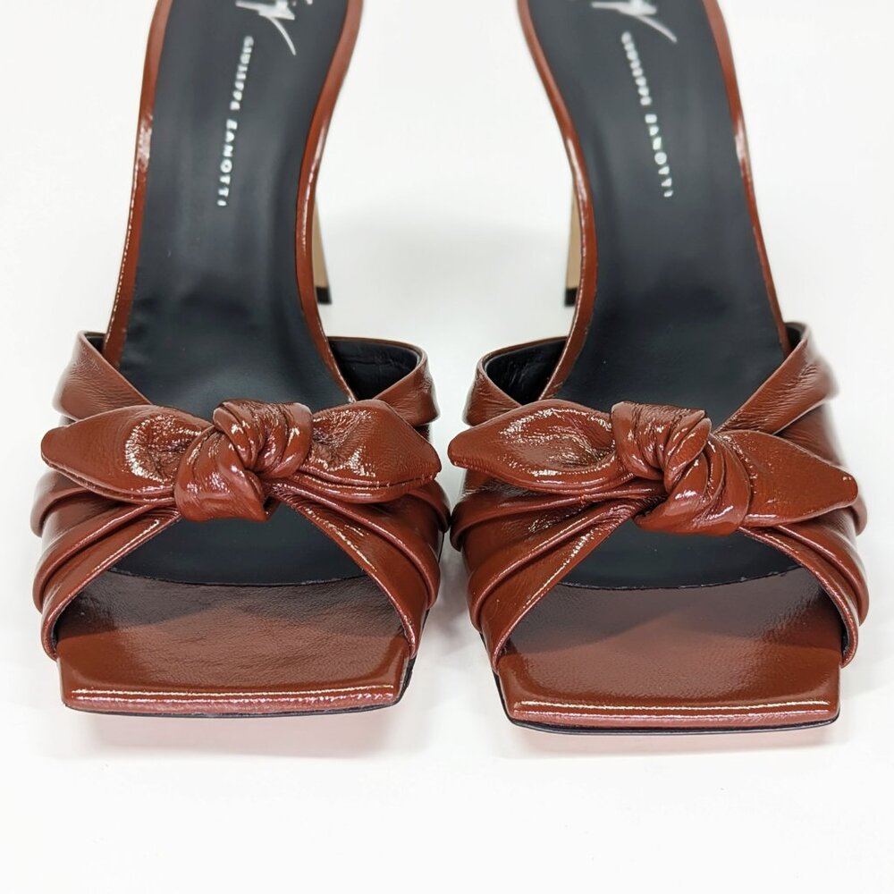 Giuseppe Zanotti Vanilla 85 Knotted Bow Mule Sandals Cacao Size 40 (MSRP $895)