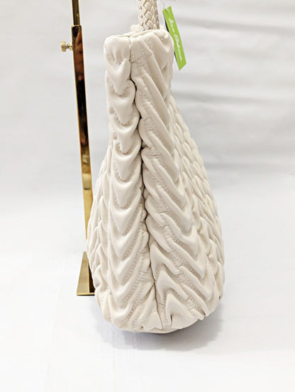 Sam Edelman Ari Women's Quilted Large Tote in Ivory Leather (MSRP $295)