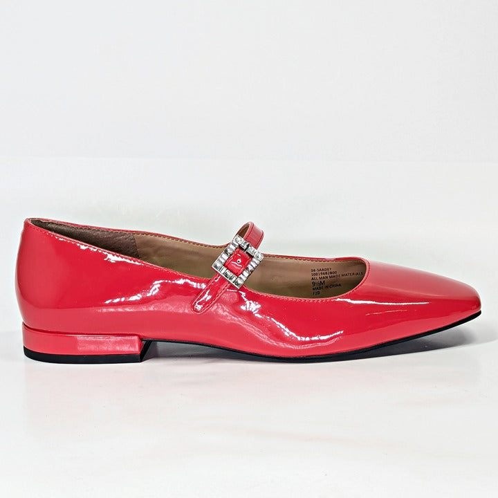 On 34th Women's Saadet Rhinestone-Buckle Red Mary Jane Flats Size 9.5 (MSRP $80)
