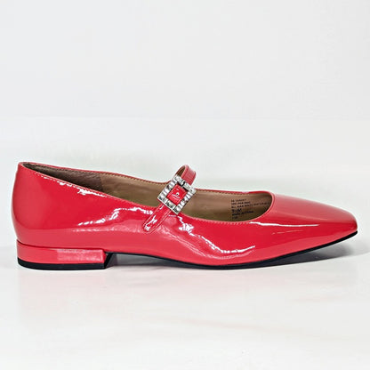 On 34th Women's Saadet Rhinestone-Buckle Red Mary Jane Flats Size 9.5 (MSRP $80)