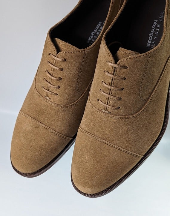 The Men's Store Men's Lace Up Cap Toe Dress Shoes Tan Suede Size 13 MSRP $195