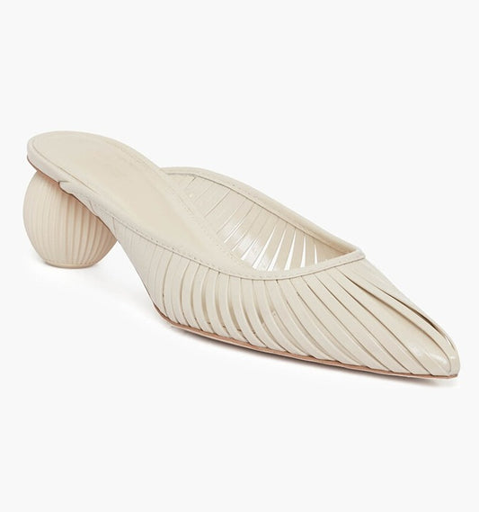 Cult Gaia Women's Alia Ball Leather Heel Mules Off White Size 38 (MSRP $325)