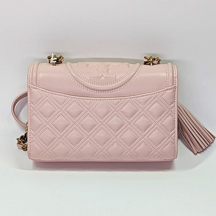 Tory Burch Fleming Soft Grain Leather Convertible Shoulder Bag Blush (MSRP $528)