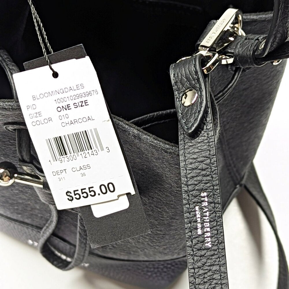 Strathberry Osette Cashmere & Leather Charcoal Black Crossbody (MSRP $555)