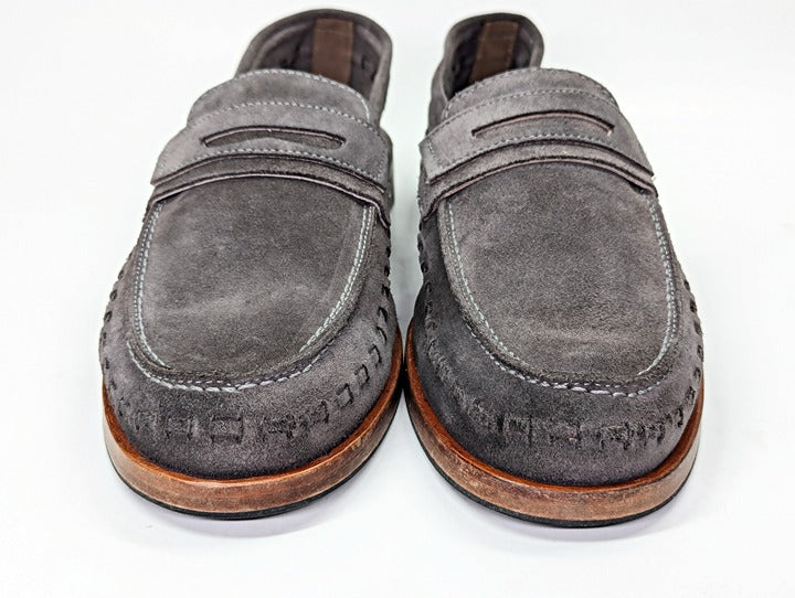Allsaints Men's Sammy Slip-on Suede Penny Loafer in Grey Size 13 (MSRP $299)