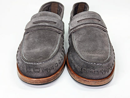 Allsaints Men's Sammy Slip-on Suede Penny Loafer in Grey Size 13 (MSRP $299)