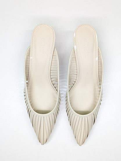 Cult Gaia Women's Alia Ball Leather Heel Mules Off White Size 38 (MSRP $325)