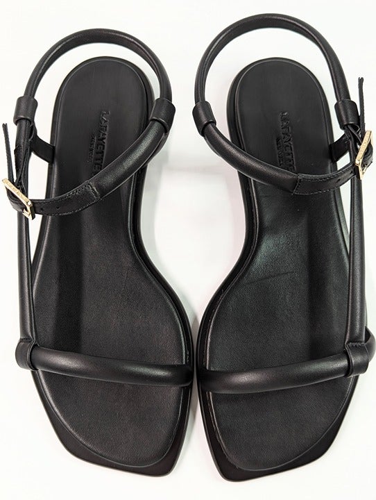 Lafayette 148 Women's Caroline City Ankle Strap Sandal Black Size 36 (MSRP $598)