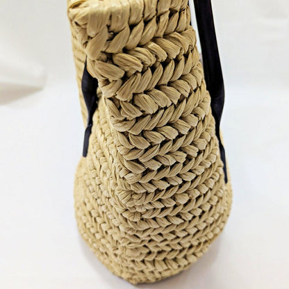 Bottega Veneta Arco Women's Raffia Tote Bag Leather Pouch in Black (MSRP $3,000)