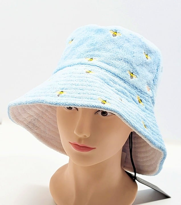 Jocelyn Women's The Bali Bumblebee Bucket Hat Light Blue O/S (MSRP $75)