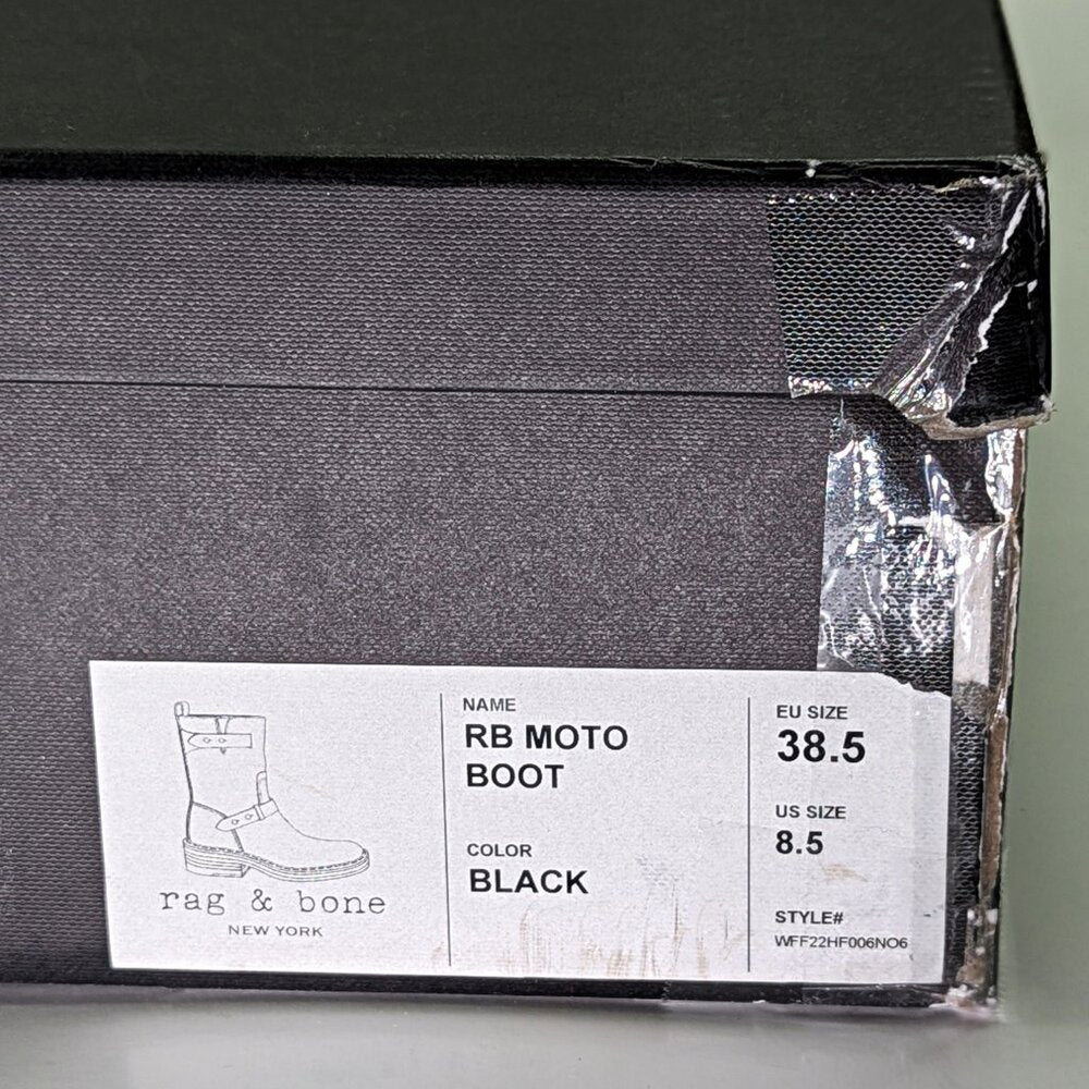 Rag & Bone Women's RB Moto Studded Pull On Boots Black Size 8.5 (MSRP $595)