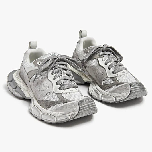 Balenciaga 3XL Distressed Suede & Mesh Sneakers Light Grey Size 37 MSRP $1,130
