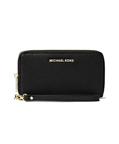 Michael Kors Black Leather Large Flat Multi Function Wristlet Wallet (MSRP $158)