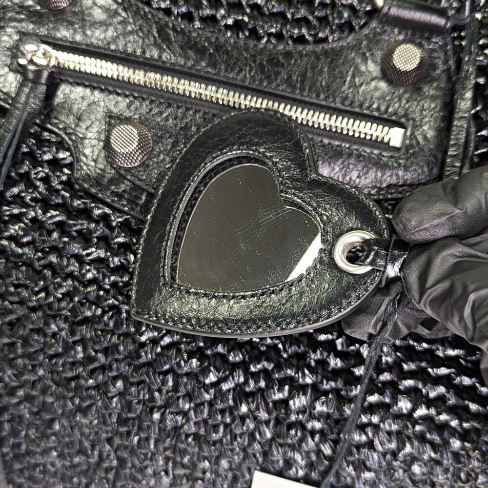 Balenciaga Women's Large Le Cagole Panier Black Raffia Tote Bag (MSRP $1,750)