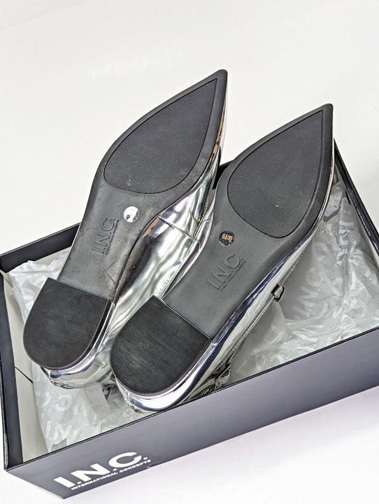 I.N.C. International Concepts Valan Silver Triple Straps Flats Size 8.5 MSRP $80