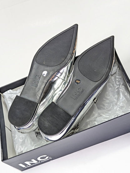 I.N.C. International Concepts Valan Silver Triple Straps Flats Size 8.5 MSRP $80