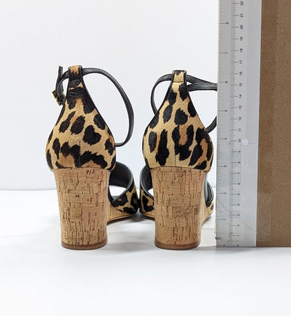 Kate Spade Women's Lonnie Leopard Calf Hair Wedge Sandals Size 9 M (MSRP $198)