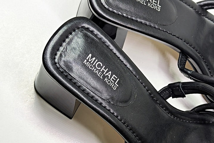 Michael Kors Women's Astra Black Leather Strappy Sandals Size 8.5 (MSRP $145)