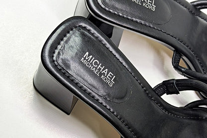 Michael Kors Women's Astra Black Leather Strappy Sandals Size 8.5 (MSRP $145)