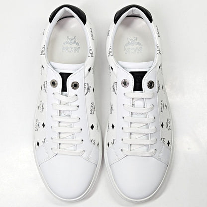 MCM Men's Terrain Derby Visetos Logo White Leather Sneaker Size 41 (MSRP $450)