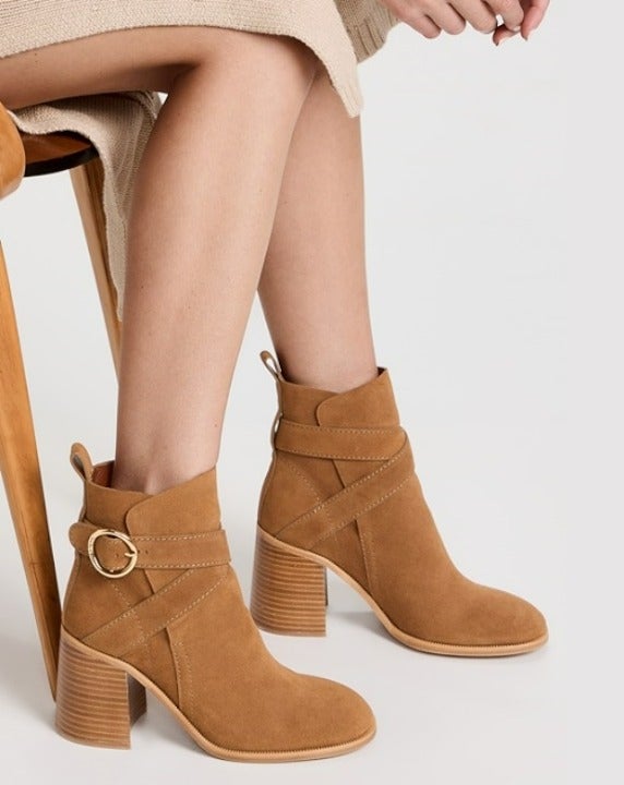 See By Chloé Women's Lyna Ankle Boot Tan Suede Size 40 EU / 10 US (MSRP $525)