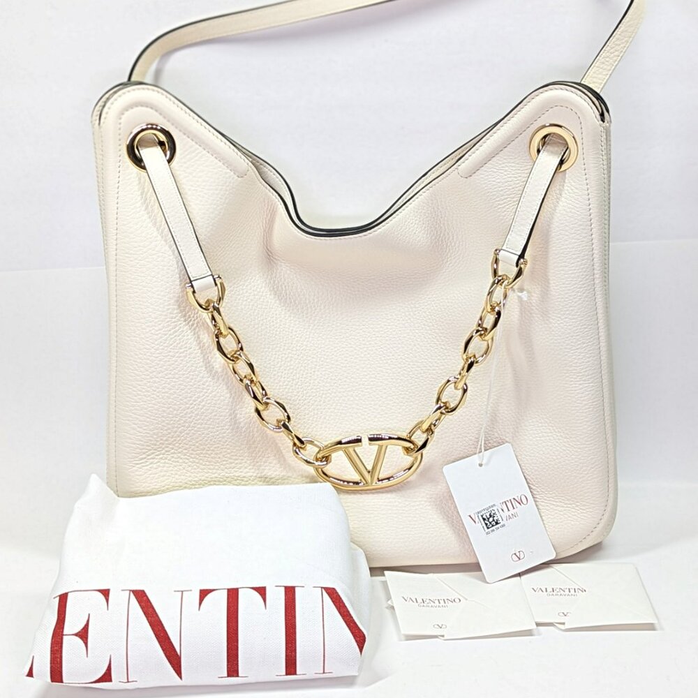 Valentino Garavani Women's Gold Tone VLogo Moon Leather Tote Bag (MSRP $3,950)
